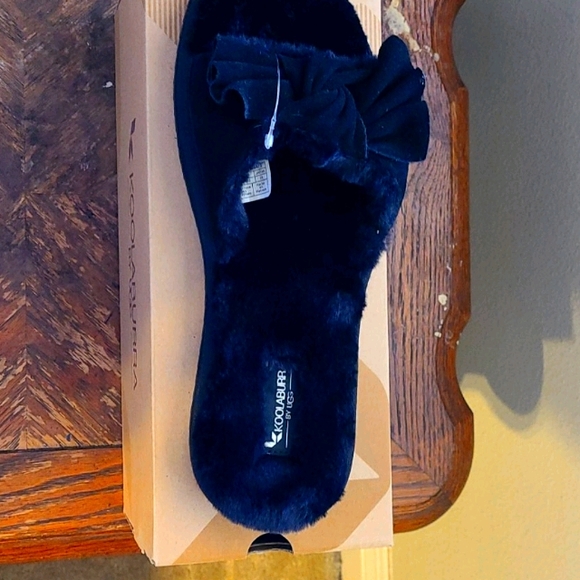 ugg koolaburra suede bow fur slide sandal slipper - Picture 2 of 4